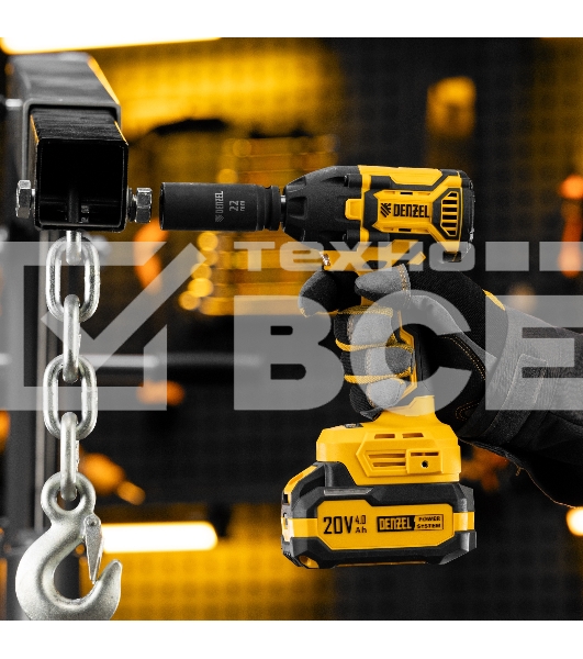 Гайковерт ударный аккумуляторный бесщет. Denzel CIWH-BL-20-350, Li-Ion, 20 В