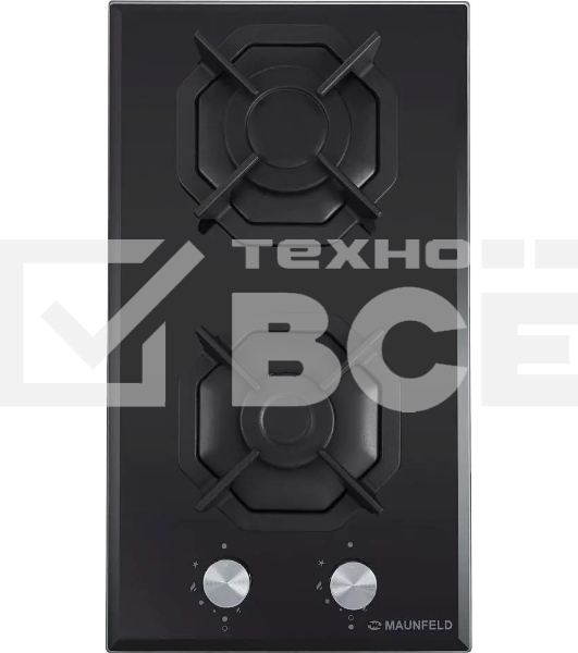 Газовая варочная панель Maunfeld EGHG.32.2CB/G, 2 конфорки, закаленное стекло, черный