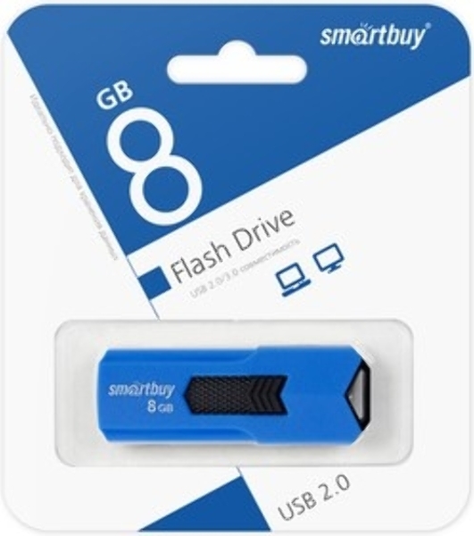 Флешка USB Smartbuy STREAM Blue (SB8GbST-B), 8Gb, USB 2.0, R/W 25/15, синий/черный