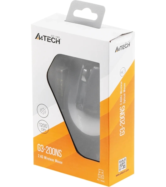 Мышь беспроводная A4Tech V-Track G3-200NS черный, 1200 dpi, радиоканал, USB, кнопки - 3