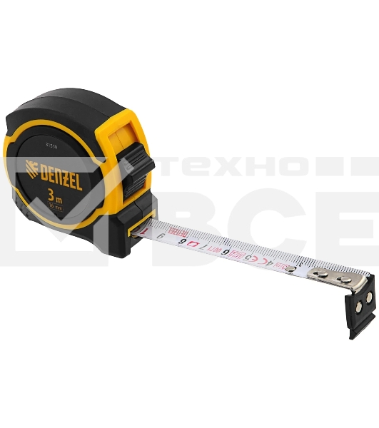 Рулетка Denzel 3м х 16мм, двухкомп. корпус, магнитный обрезиненный зацеп