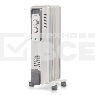 Масляный обогреватель Ballu CUBE BOH/CB-05W (5 секций), белый, 1000 Вт, 15 м2, механический термостат