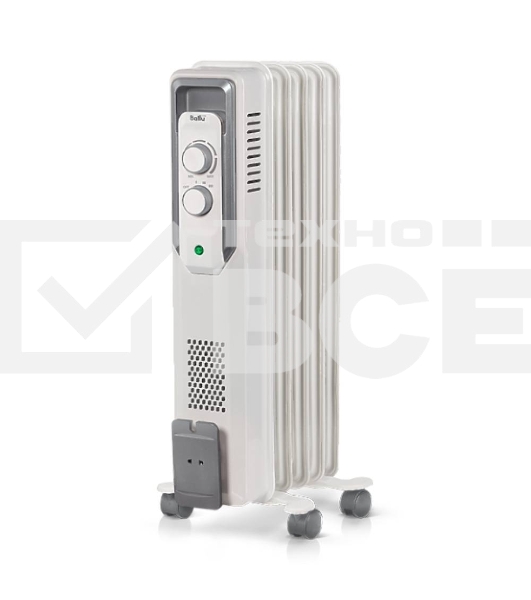 Масляный обогреватель Ballu CUBE BOH/CB-05W (5 секций), белый, 1000 Вт, 15 м2, механический термостат