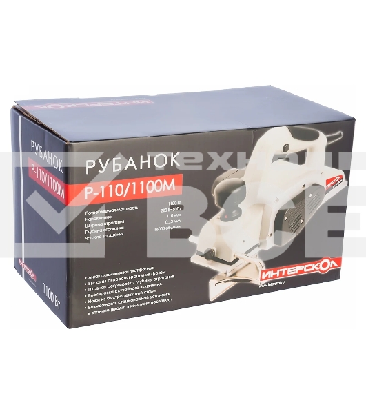 Рубанок ИНТЕРСКОЛ Р-110/1100М Рубанок 1100Вт,строг 110мм,гл стр.3мм,16000о/м,4.8кг 49.1.0.12