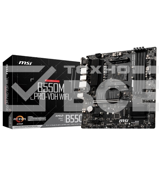 Материнская плата MSI B550M PRO-VDH WIFI, AM4, AMD B550, 4xDDR4, 4xSATA, 2xM.2, 1xPCIe 4.0 x16, 2xPCIe x1, 1xDisplayPort, 1xHDMI, 1xVGA, 1x 1Gb LAN, 2xUSB 2.0, 4xUSB 3.2 Gen 1, 3x3.5 мм, 7.1, mATX