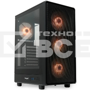 Компьютерный корпус HSPD M510, Mesh Mid Tower, черный, TG, 0.5 SPCC, 4x120мм ARGB ATX, mATX, mITX 180/280/160мм 1x2.5', 1x3.5', 7xPCI 2xUSB-A 3.0 517x277x418мм