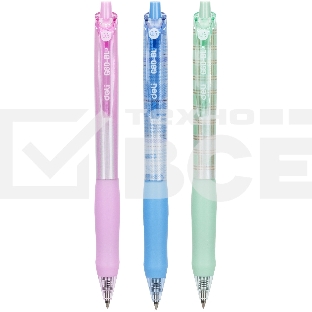 Набор ручек гелевых автоматическая Deli (EG60-BL-P) ассорти, d=0.5мм, синие чернила, коробка картонная (12шт), резиновая манжета