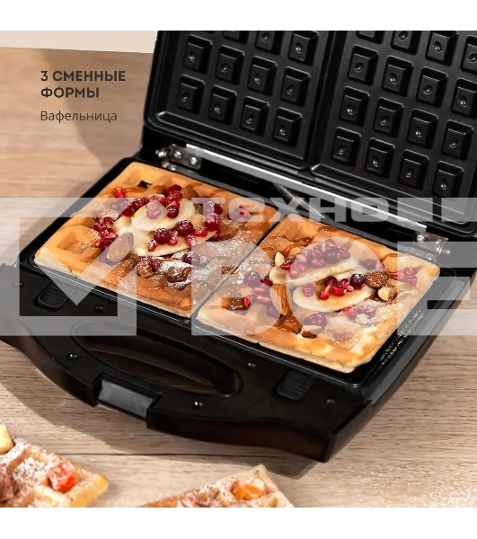 Сэндвич-тостер Galaxy Line GL 2959, черный, со съемными пластинами, 800 Вт