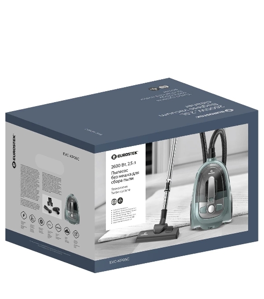 Пылесос EuroStek EVC-KP05C мятный, 450/2600 Вт, уборка сухая, пылесборник контейнер 2,5 л