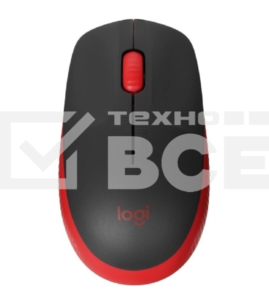 Мышь беспроводная Logitech M190 черный/красный, 1000 dpi, радиоканал, USB, кнопки - 3