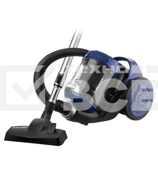 Пылесос BRAYER BR4203 черный/синий, 380/2000 Вт, уборка сухая, пылесборник контейнер 3.5 л