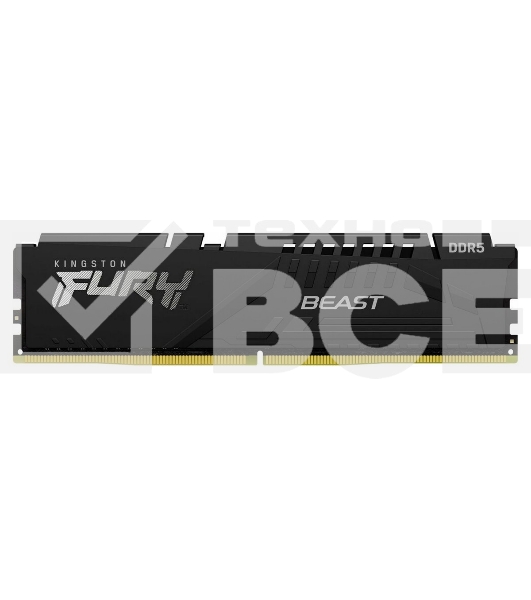 Оперативная память Kingston Fury Beast, DDR5, 32GB (1x32GB), 6400MHz, CL32, радиатор, чёрный