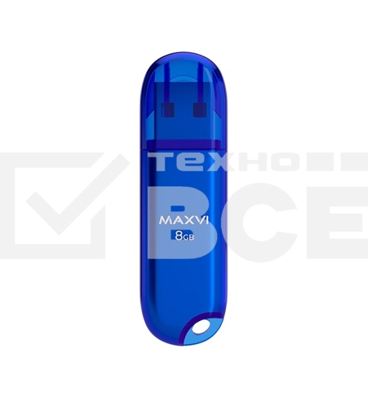 Флеш диск Maxvi 8GB P1 USB 2.0 blue, монолит с колпачком, ABS пластик