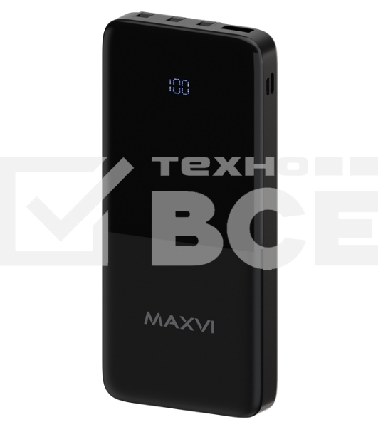 Портативный аккумулятор Maxvi PB10-09 10000 мАч, 2A USB + кабели: Type-C/Lightning/MicroUSB