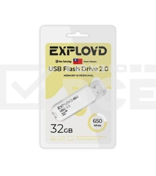 Флешка USB Exployd 650 White (EX-32Gb-650-White), 32Gb, USB 2.0, R/W 15/8, белый