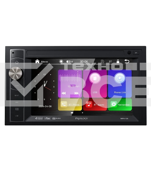 Автомагнитола Prology MPV-120, 2 DIN, 6.2', Bluetooth, USB Type-A, AUX, пульт ДУ