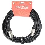 Кабель микрофонный FORCE FMC-05/15XLR (M) - XLR (F), высококачественный балансный, малошумящий с проводниками из безкислородной меди OFC, диаметр 6 мм, профессиональные металлические разъемы, длина 15 м, цвет черный, фото 1