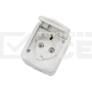 Розетка одноместная KRANZ Mini OG открытой установки с заземлением, IP54 белая
