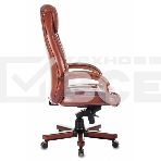 Кресло руководителя Бюрократ T-9922WALNUT светло-коричневый Leather Eichel, кожа, крестовина дерево, фото14