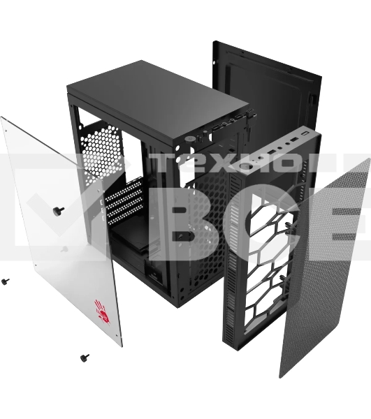Компьютерный корпус Bloody BD-CC101 черный без БП mATX 1x80мм 1x92мм 2x120мм 2xUSB 2.0 1xUSB 3.0 audio