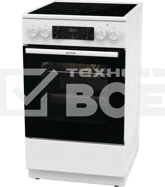 Плита электрическая Gorenje GEC5C61WG белый, конфорок 4 электрических, духовка 70 л, 50 см x 85 см x 59.4 см (без крышки)