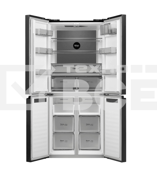 Холодильник Maunfeld MFF192NFSB01 Inverter черная сталь трехкамерный 334/184л морозилка снизу, No Frost, Side by Side