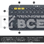 Клавиатура беспроводная Logitech K380 Multi-Device Bluetooth (920-007584) темно- серый- (заводская гравировка), фото15