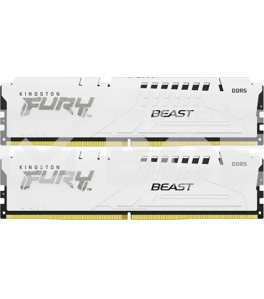 Оперативная память Kingston Fury Beast, DDR5, 32GB (2x16GB), 6000MHz, CL30, с радиаторами, белый