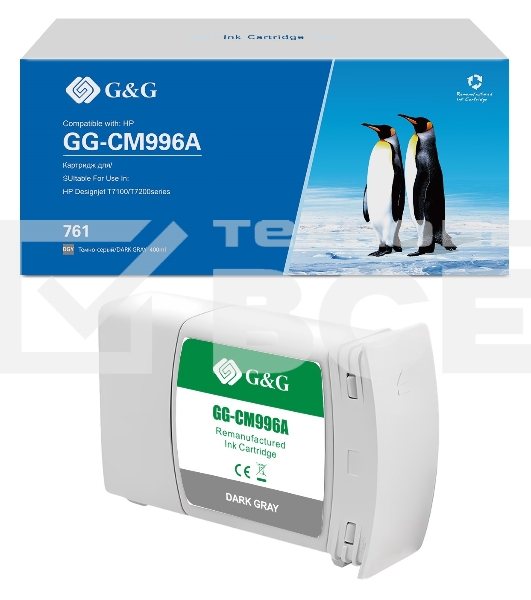 Картридж струйный G&G GG-CM996A 761 темно-серый (400 мл) для HP Designjet T7100/T7200