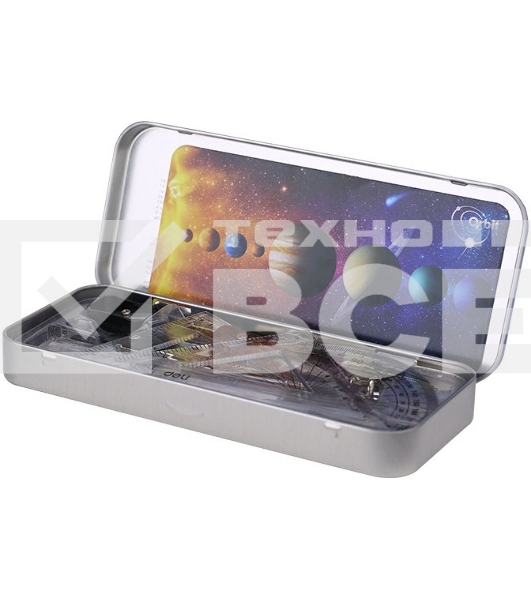 Набор для черчения Deli EG30695, в комплекте: циркуль/карандаш/кронциркуль/линейка 15 см/2 треугольника/транспортир/ластик/точилка