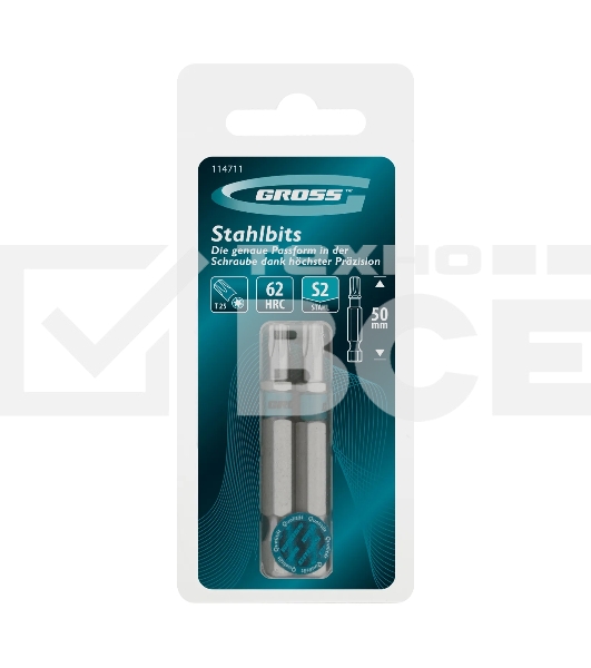 Бита Gross Torx 25х50 мм, сталь S2, шестигр., 2 шт.