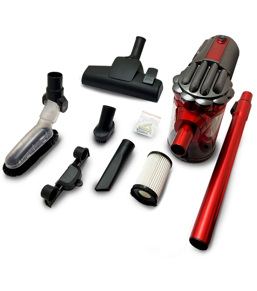 Пылесос вертикальный Ginzzu VS118 серый/красный, питание от сети, 220 Вт, уборка сухая, пылесборник 0,9 л