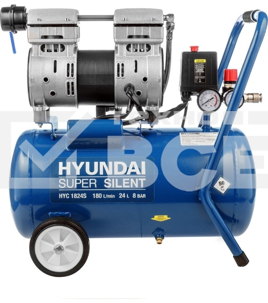 Компрессор поршневой Hyundai HYC 1824S безмасляный 180л/мин 24л 1000Вт