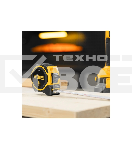 Рулетка Denzel 3м х 16мм, двухкомп. корпус, магнитный обрезиненный зацеп