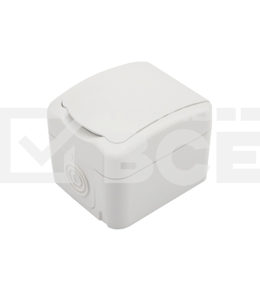Розетка одноместная KRANZ Mini OG открытой установки с заземлением, IP54 белая