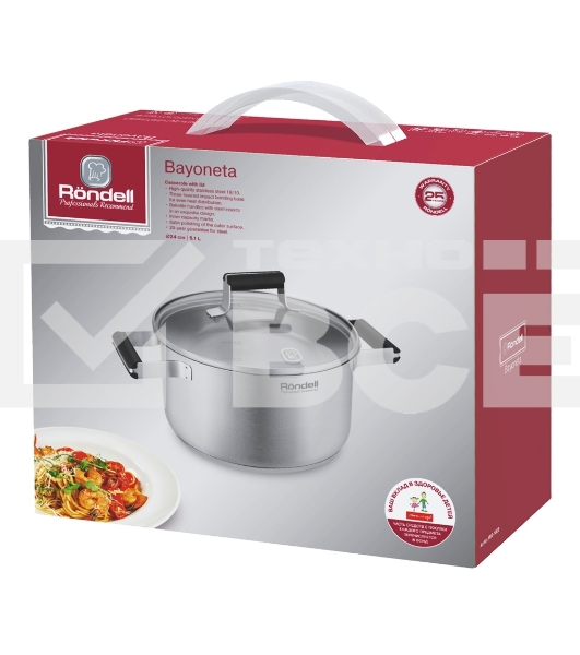 Кастрюля Rondell Bayoneta RDS-1808 5.1л. d=24см (с крышкой) стальной