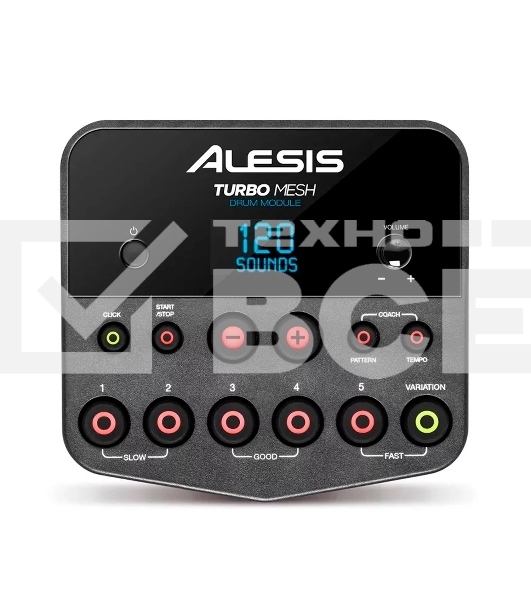 Электронная ударная установка Alesis TURBO MESH KIT TURBOMESHKITXEUK 8-ми дюймовый пэд малого барабана, 3 х 8-ми дюймовых пэда томов, 3 х 10-дюймовых тарелки: ride, hi-hat, crash, Педали-триггеры бас-барабана и хай-хета