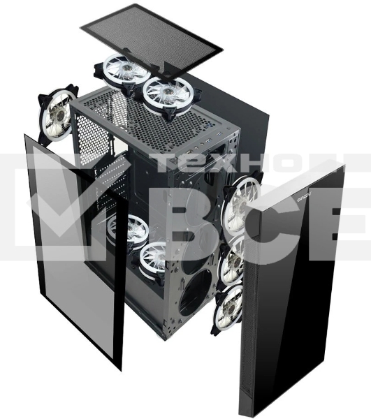 Компьютерный корпус Ginzzu CL280 FAN 12CM RGb*4 USB3.0 Window