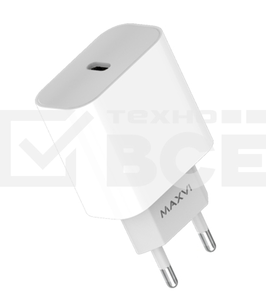 Сетевое зарядное устройство Maxvi CHL-601PD 18W, 3A, QC 3.0, PD 3.0, 1xUSB-C, белый