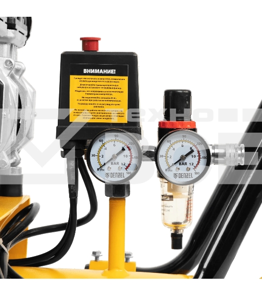 Компрессор безмаслянный малошумный Denzel DLS 2250/100, 2250 Вт, 3х750, 100 л, 410 л/мин блок упр