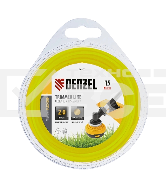 Леска для триммера Denzel круглая 2 мм х 15 м, блистер FLEX CORD