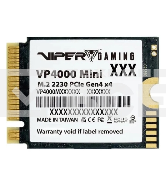 Накопитель SSD Patriot VP4000 Mini, 1Tb, PCIe 4.0 x4, M.2 2230, NVMe, R/W 5000/3500, с радиатором