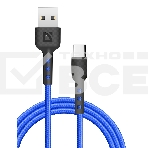 Кабель Defender F181, USB 2.0 (AM) - Type C, 1метр, 2.4А, нейлоновая оплетка, синий., фото3