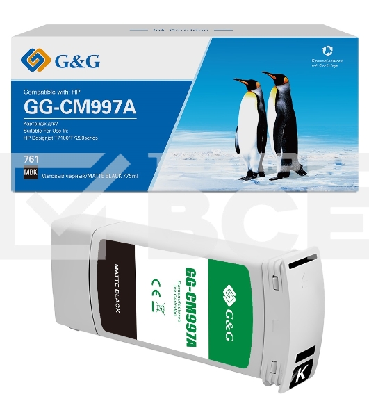 Картридж струйный G&G GG-CM997A 761 матовый черный (775 мл) для HP Designjet T7100/T7200