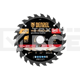 Пильный диск по дереву Denzel ф210 х 30 мм, 24 зубьев 733487