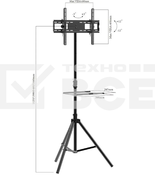 Подставка для телевизора Arm Media TR-STAND-2 черный, 32'-70' макс. 40 кг, напольный, фиксированный