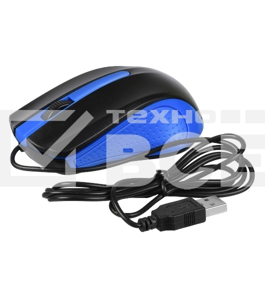 Мышь проводная Acer OMW011 черный/синий, 1200 dpi, USB, кнопки - 3