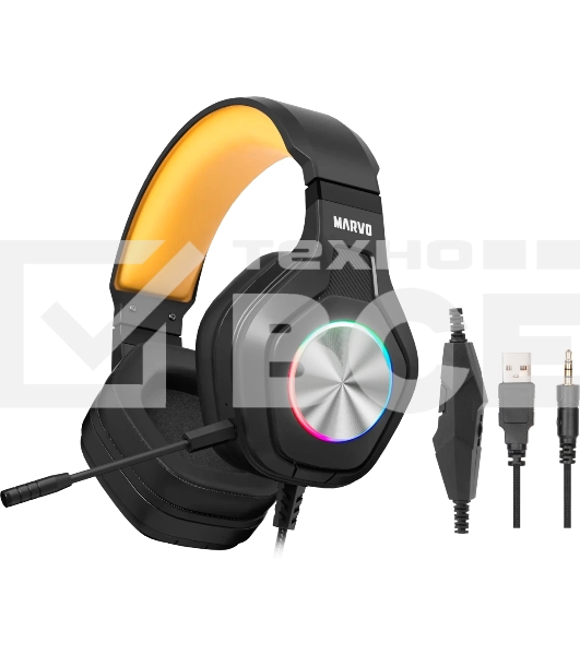 Гарнитура MARVO HG9084 Pulz 80 чёрный, проводная, USB, подсветка