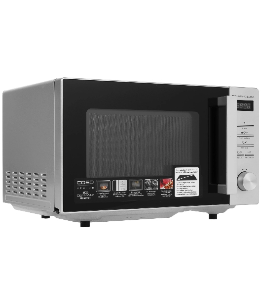 Микроволновая печь CASO M 20 Ceramic Gourmet серебристый/черный, 20 л, 700 Вт, переключатели - кнопки, поворотный механизм
