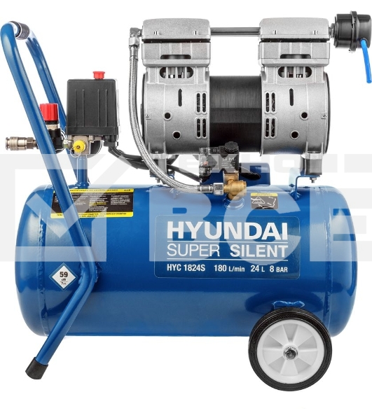 Компрессор поршневой Hyundai HYC 1824S безмасляный 180л/мин 24л 1000Вт